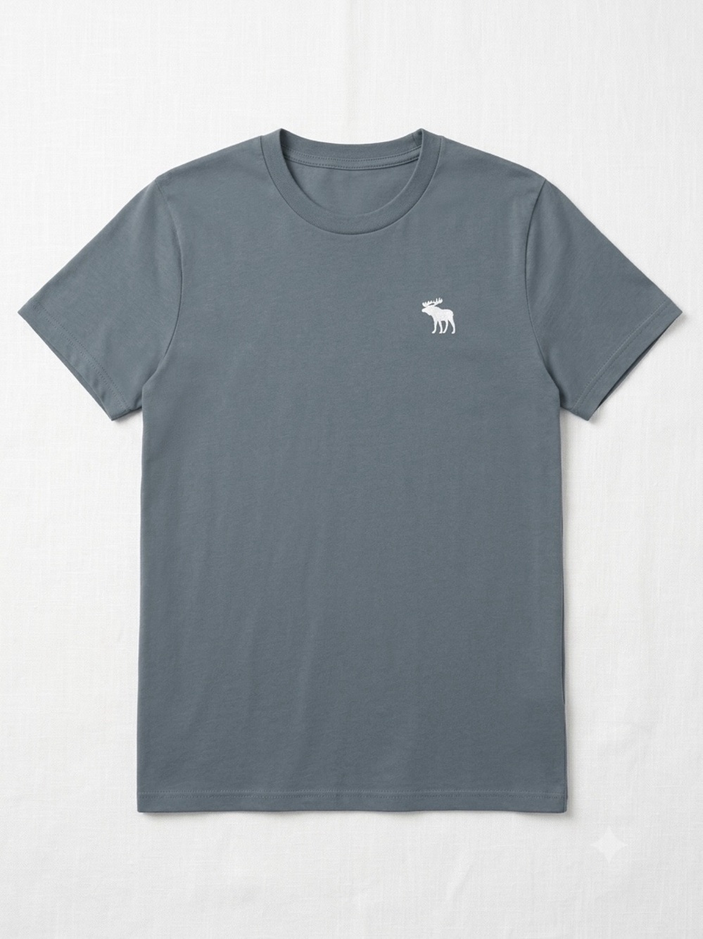 abercrombie kids Slate Gray Short Sleeve Crewneck Tee with White Moose